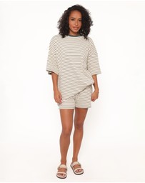 Petal & Pup - Hellen Stripe Short Set - Cream/Green Stripe