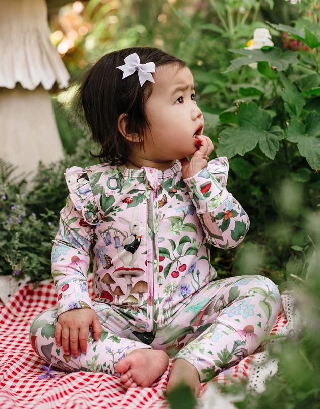 Fleur Harris - 'Enchanted Flowers Party' Precious Frill Coverall in Sugar Pink