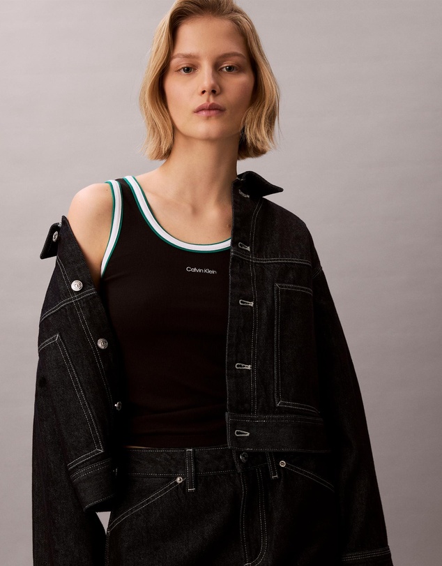 Calvin Klein Jeans - Contrast Trim Ribbed Logo Graphic Tank Top