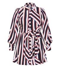 City Chic - Plus size Timeless Stripe Mini Dress - bone