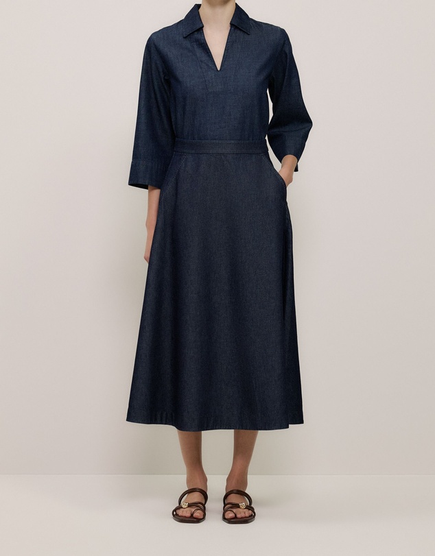 Trenery - Denim A-line Skirt in Rinse Wash