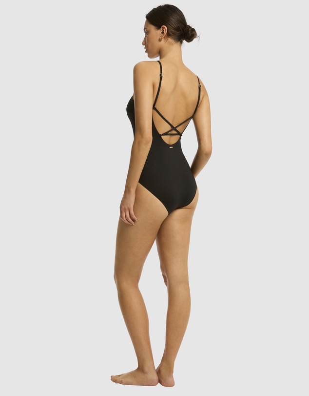 Sea Level Australia - Scalloped Cross Back High Neck One Piece