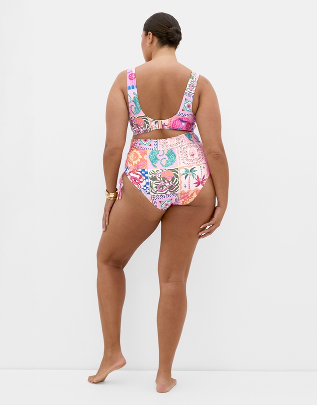 City Chic - Positano Hi Waist Print Bikini Brief