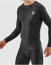SKINS - SKINS Compression Men's Series-3 Clothing 400 Long Sleeve Top Black/Yellow