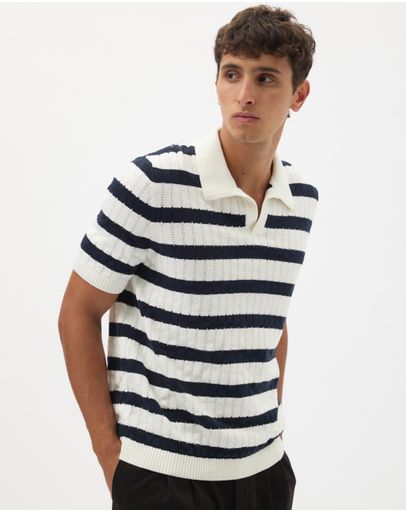 White & Navy Stripe