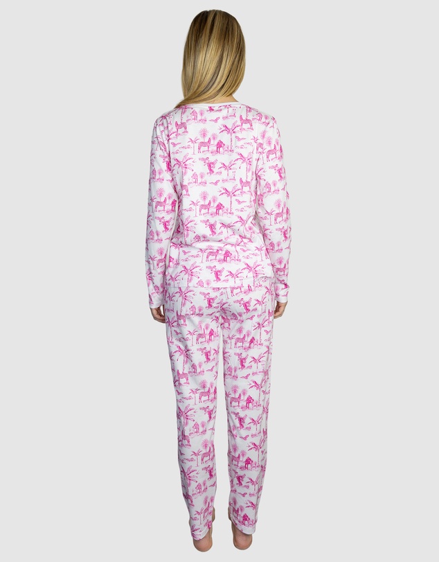 Sant And Abel - Women's Skydog Toile Pink Jersey Long PJ Set