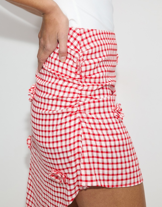 Dazie - Piazza Check Asymmetric Skirt