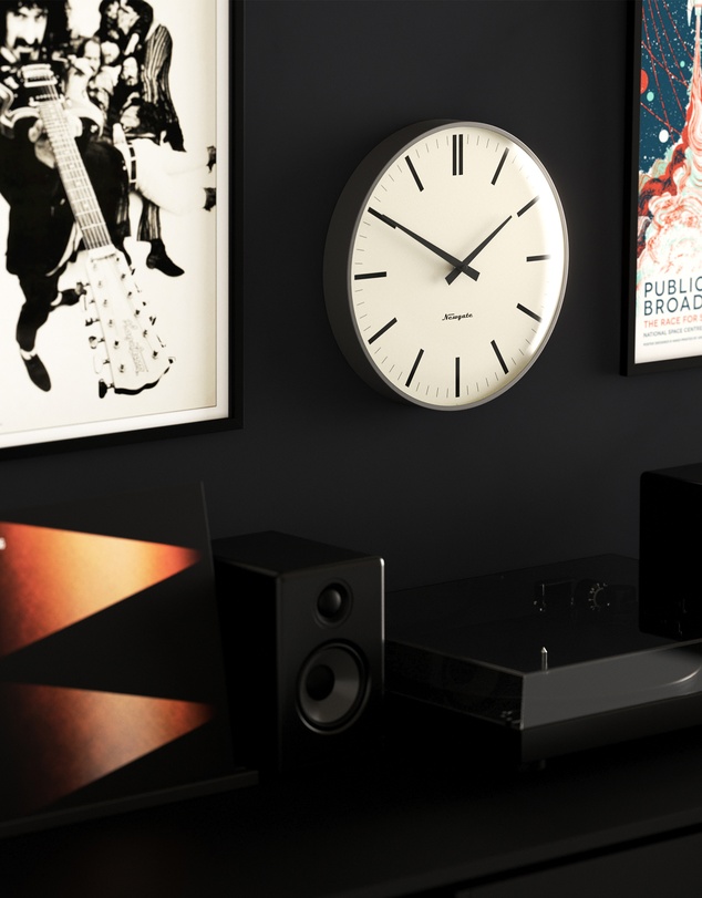 Newgate - Newgate Radio City Wall Clock Bold Black Marker Dial - Matte Blizzard Grey