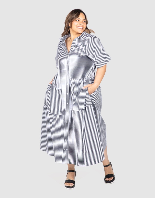 Love Your Wardrobe - Tiana Stripe Tiered Dress