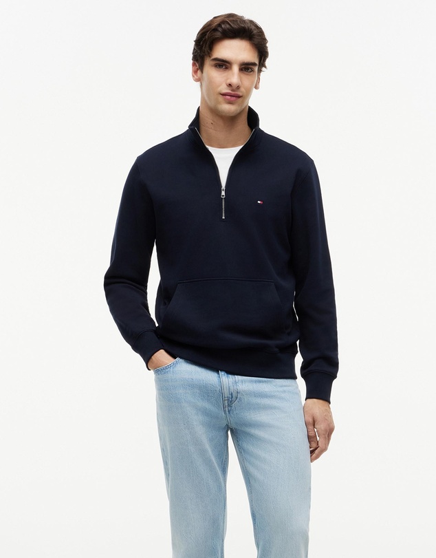 Tommy Hilfiger - Flag Embroidery Terry Quarter-Zip Jumper