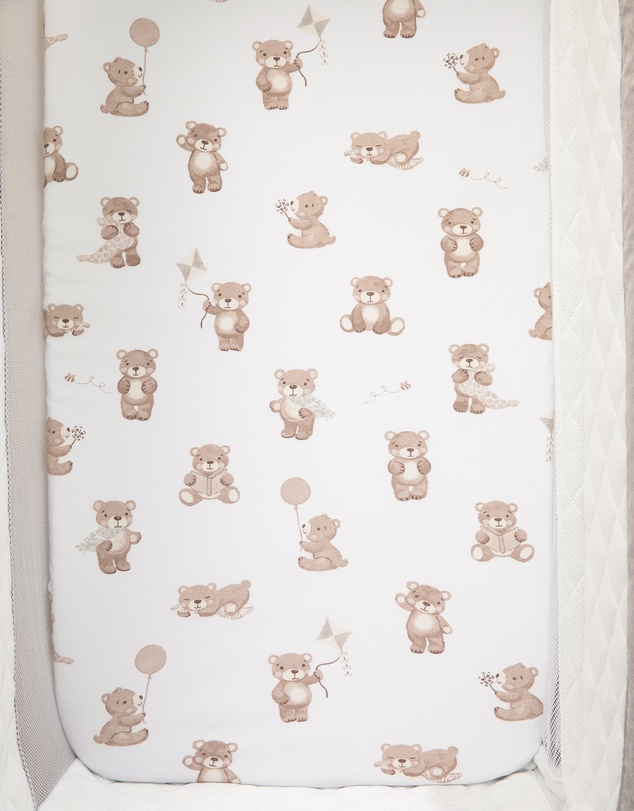 Living Textiles - 2 Pack Organic Bedside Sleeper Fitted Sheet - Cuddly Bear