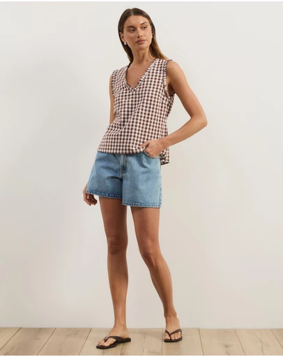 Atmos&Here - Lydia Gingham Tie Back Top