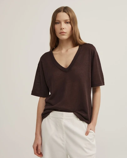 Witchery - Linen V-neck Knit T-shirt