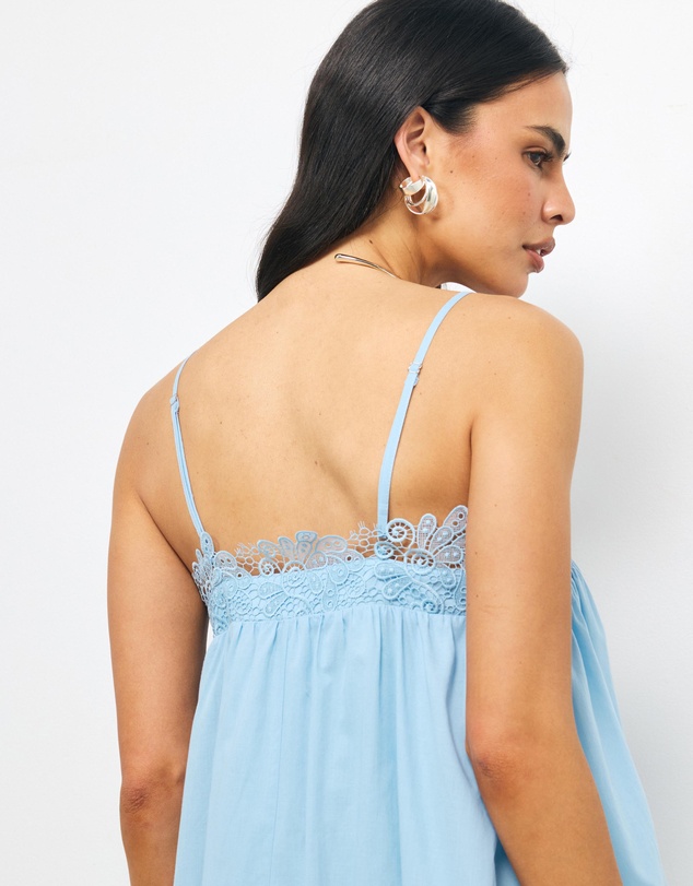 AERE - Mara Cotton Voile Trim Maxi Dress