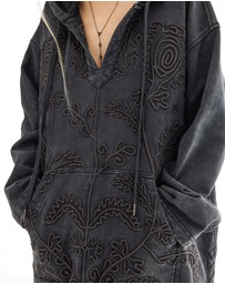 THE TALES - Textured Flower Embroidered Hoodie Jacket