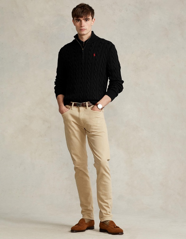 Polo Ralph Lauren - ICONIC EXCLUSIVE - Cable-Knit Cotton Quarter-Zip Sweater