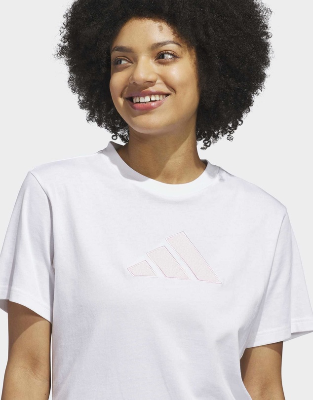 adidas Sportswear - TEXTURED GINGHAM BIG LOGO GRAPHIC T-SHIRT Womens