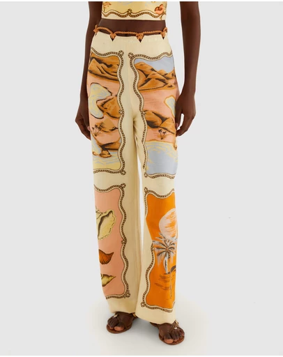 Farm Rio - Rio Souvenir Mixed Scarf Multicolor Pants