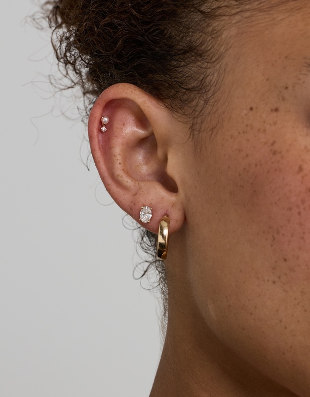 Michael Hill - Cultured Freshwater Pearl & White Sapphire Single Helix Earring in 10kt Gold