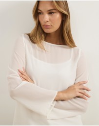 Atmos&Here - Leah Chiffon Boat Neck Long Sleeve Top