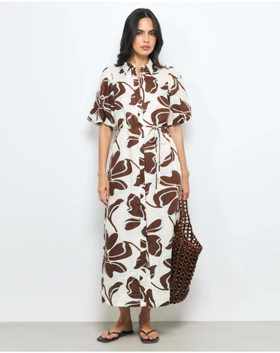 AERE - Nela Linen Midi Shirt Dress