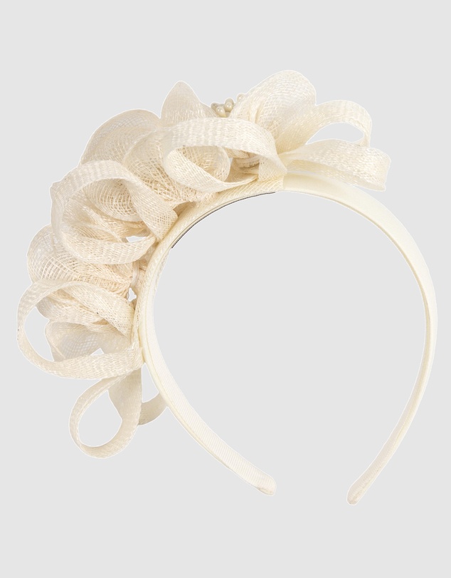 Max Alexander - Small Cream Sinamay Flowers Fascinator