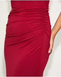 Dazie - Evening Gem Ruched Cut Out Short Sleeve Jersey Maxi Dress