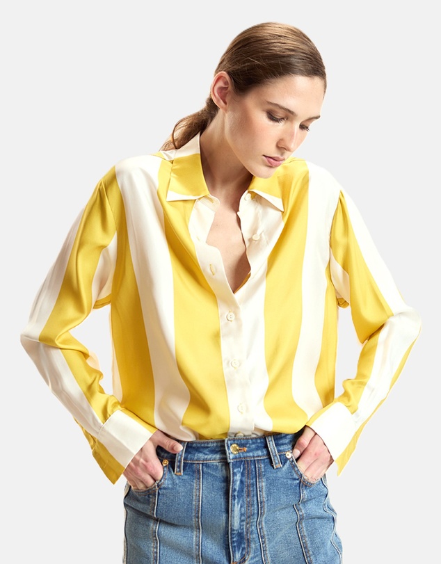 Cynthia Rowley - Silk Striped Button-Up Shirt