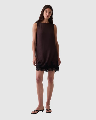 GAP - Sleeveless Shift Lace Hem Dress