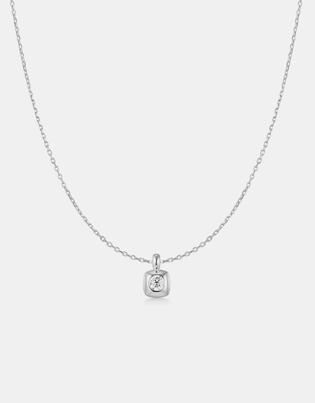 Ania Haie - Ania Haie Silver Modern Bezel-Set Solitaire Necklace