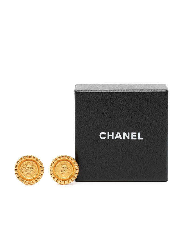 Pre-Loved by Azura Reborn - Pre-Loved Gold Plated Coco Coin Motif Clip On Earrings