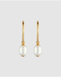 Elli Jewelry - Earrings Creoles Baroque Freshwater Pearl in 925 Sterling Silver Gold Plated
