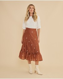 Amelius - Monique Cross Stitch Midi Skirt