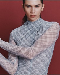 SABA - Astrid Check Mesh Long Sleeve Top
