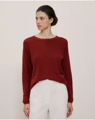 Trenery - Linen Cotton Pullover in Russet