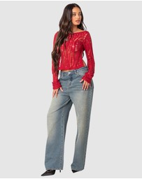 EDIKTED - Rosa Open Back Sheer Knit Top