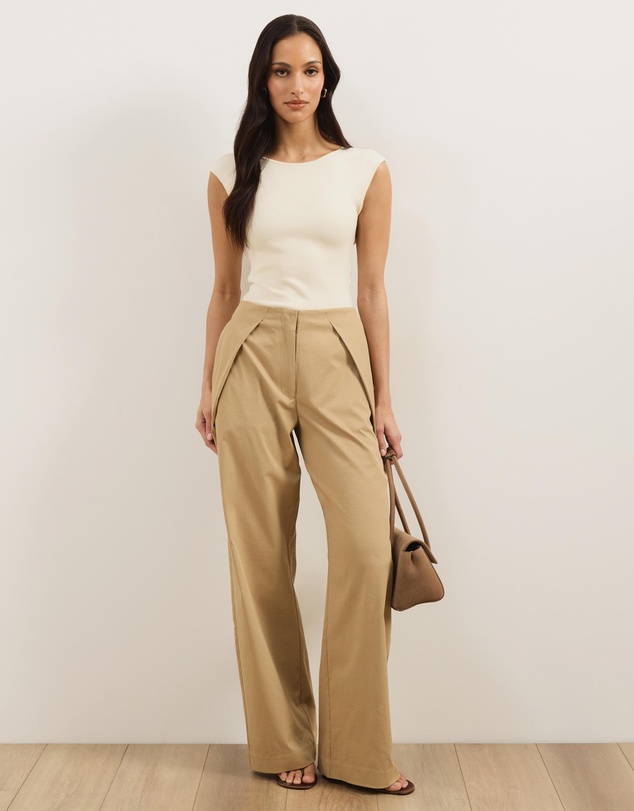 Atmos&Here - Olivia Pleated Wide Leg Tailored Pants