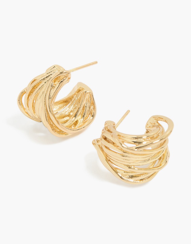 Lovisa - Waterproof Gold Plated Stainless Steel Multi Row Huggie Earrings