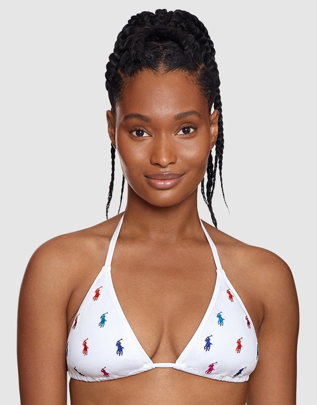 Polo Ralph Lauren - Logo Icons Embroidered String Halter Triangle Bikini Top