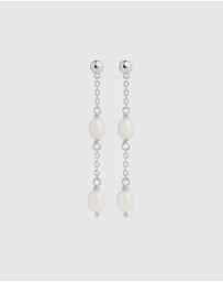 Najo - Tidal Whisper Silver Double Pearl Earring