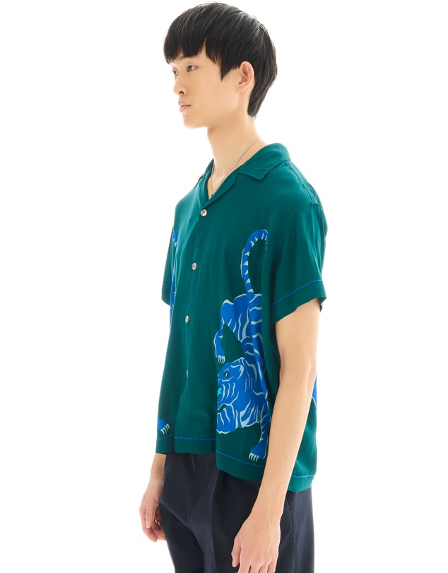 THE TALES - Crouching Tiger Emerald Camp Shirt