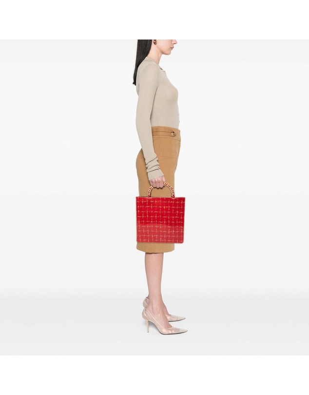 Pre-Loved by Azura Reborn - Pre-Loved Chocolate Bar Patent Tweed Print Tote