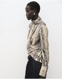 M.N.G - Animal-Print Blouse With Scarf