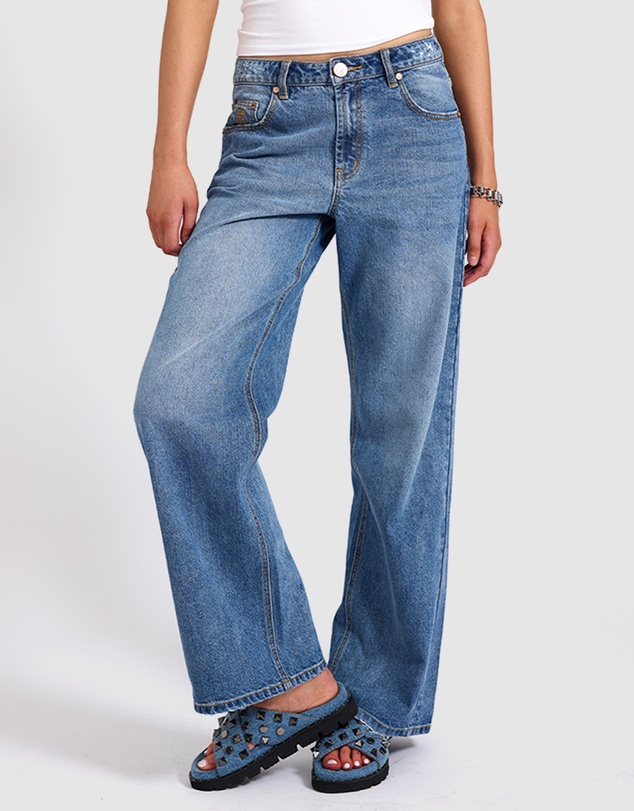 ONE TEASPOON - Jackson Mid Waist Wide Leg Denim Jeans