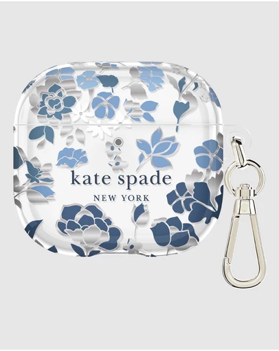 Kate Spade - Kate Spade Flowerbed Blue with Silver Clip Case for AirPod 4