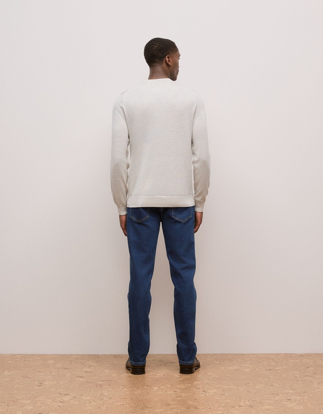 Trenery - Merino Classic Crew in Stone