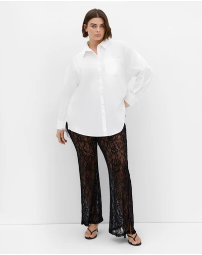 City Chic - Plus size Aura Lace Pant - black