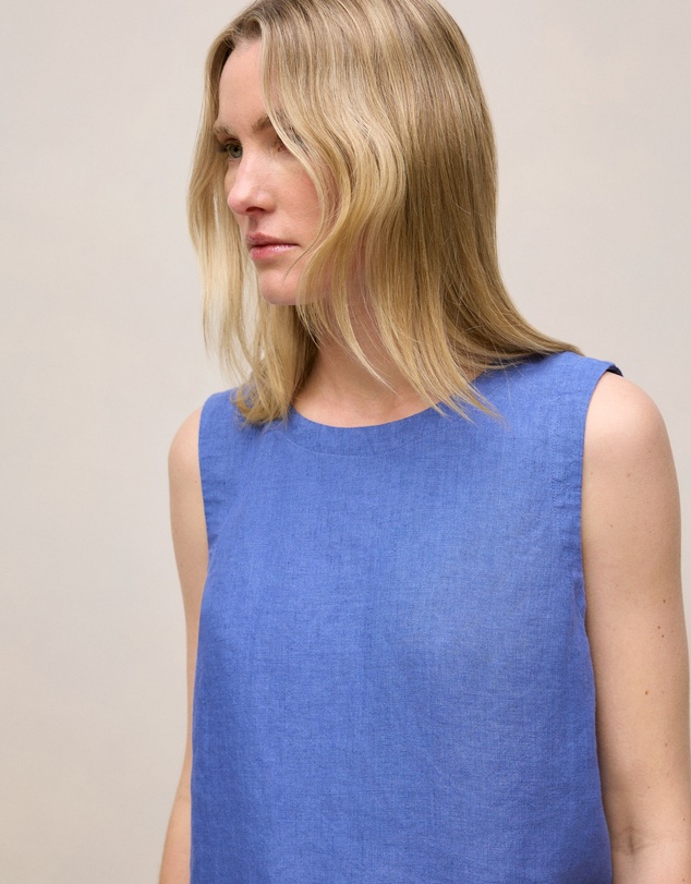 Trenery - Delave Linen Shell Tank in Vivid Blue