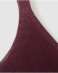 M.N.G - Lurex Knitted V-Neck Top