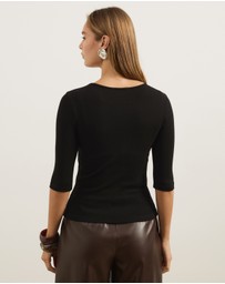 Atmos&Here - Organic Cotton Rib Quarter Sleeve Top